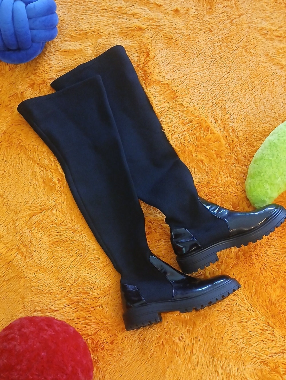 Women's Black Over-the-Knee Stretch Boots